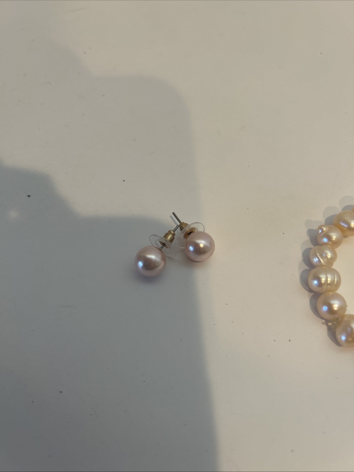 Pink Rice Shaped Freshwater Cultured Pearl Stretch Bracelet Free Earring