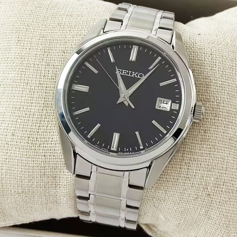 Seiko Essentials Men’s Stainless Steel Black Dial SUR311 Quartz Watch 40.2mm New