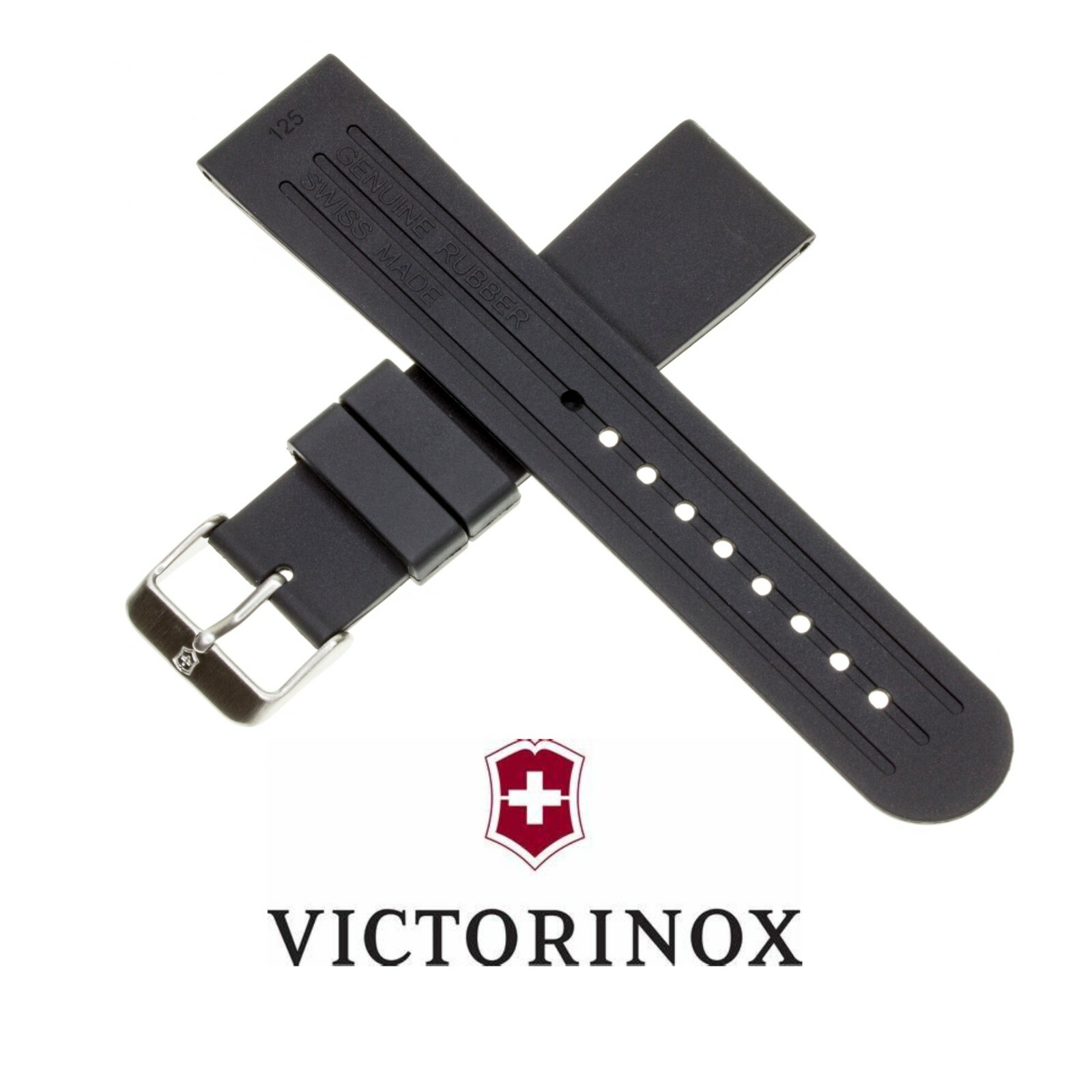 New Victorinox Swiss Army Rubber Strap Black Diver Watch Band 22mm 20mm V x1