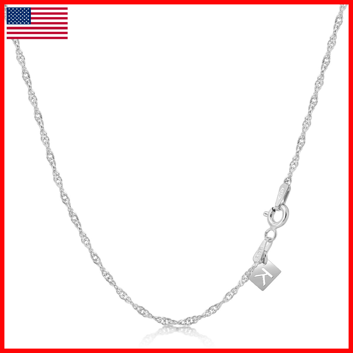 Kezef 18K 2Mm Sterling Silver Plated 925 Sterling Silver Necklace Chains