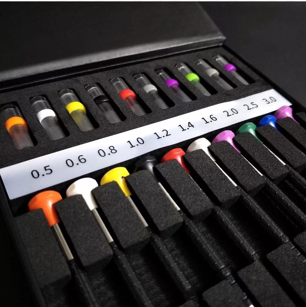 Watchmakers Ergonomic Screwdriver Assortment 10 Sizes with 2 Extra Blades Each