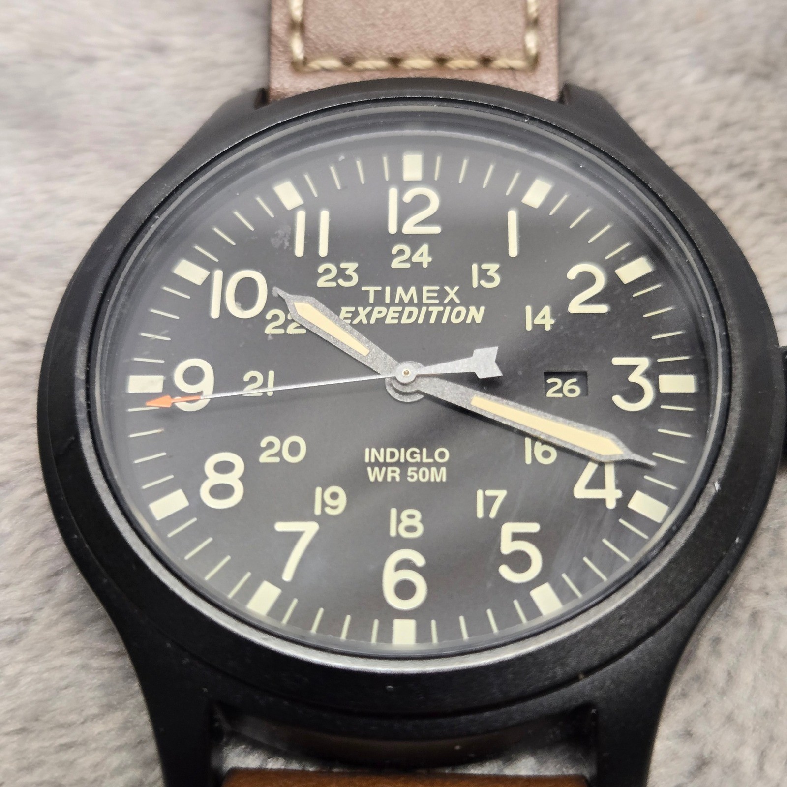 Timex Expedition Scout 40mm Black Dial Brown Leather Watch TW4B11300 Mens