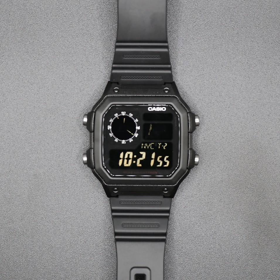 CASIO AE-1200WHD. Royale Watch Mod. Negative Display Blacked Out Dial- Hydromod