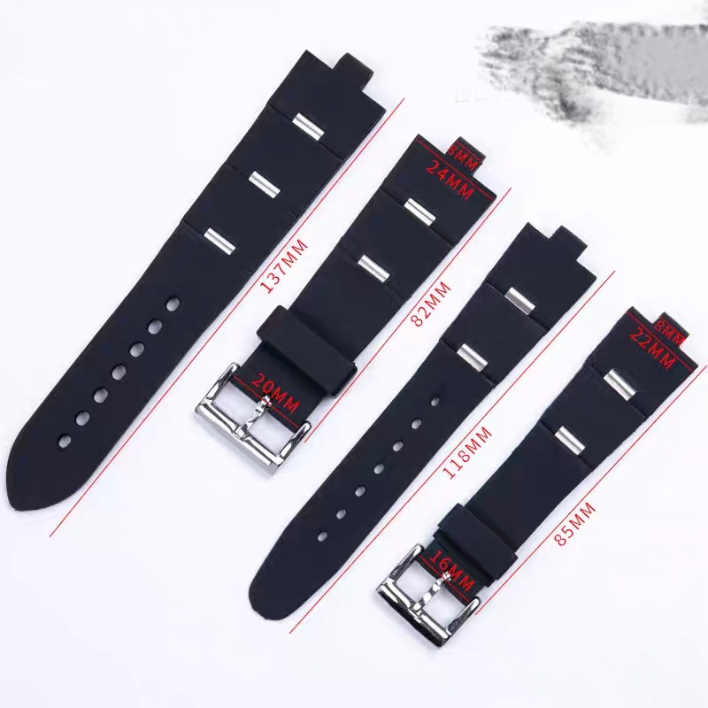 22mm*8mm 24mm*8mm Rubber&Stainless Steel Watchband Strap Fit for Bvlgari Diagono