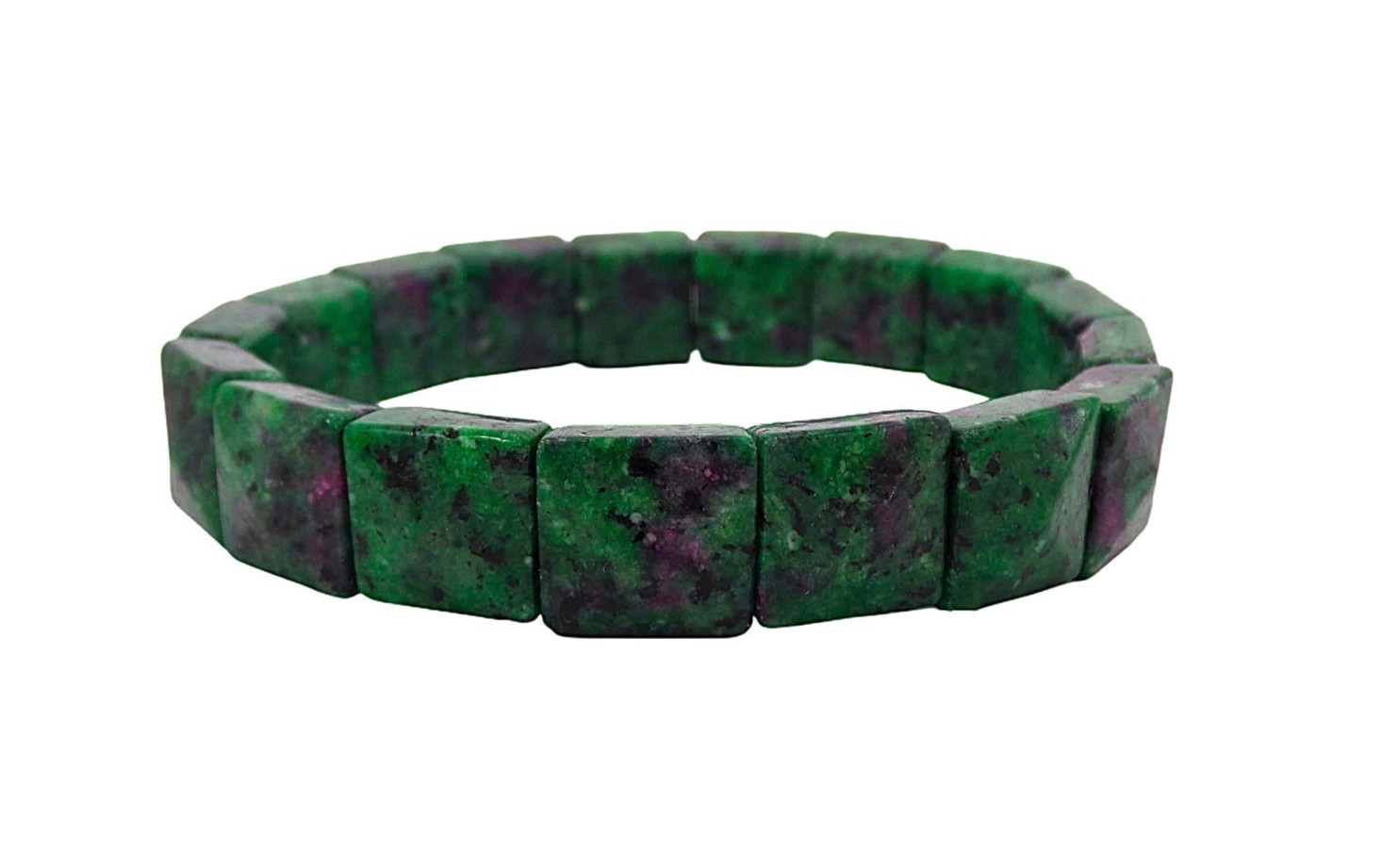 Ruby zoisite stone stretch bracelet purple green color gemstone 7.5″ New