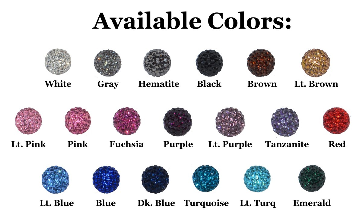 14mm Crystal Pave Rhinestone Beads Dangle Earrings in Silver Gold or Black