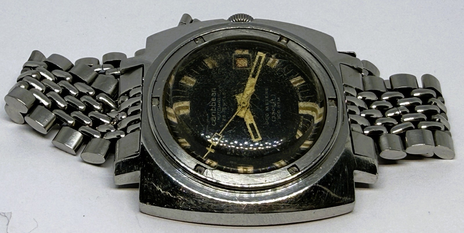 1960s Jenny Caribbean 1000m 706 Vintage Diver MONOBLOC Triple Safe BEZEL MISSING