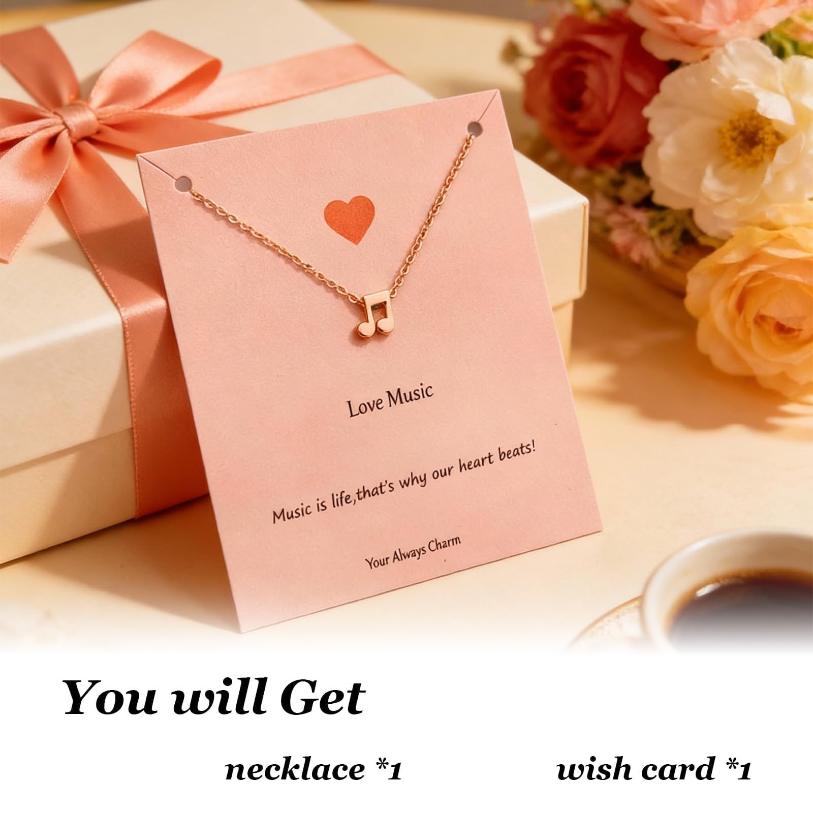 Music Note Necklace for Women Treble Clef Necklace Heart Pendant Music Lover …