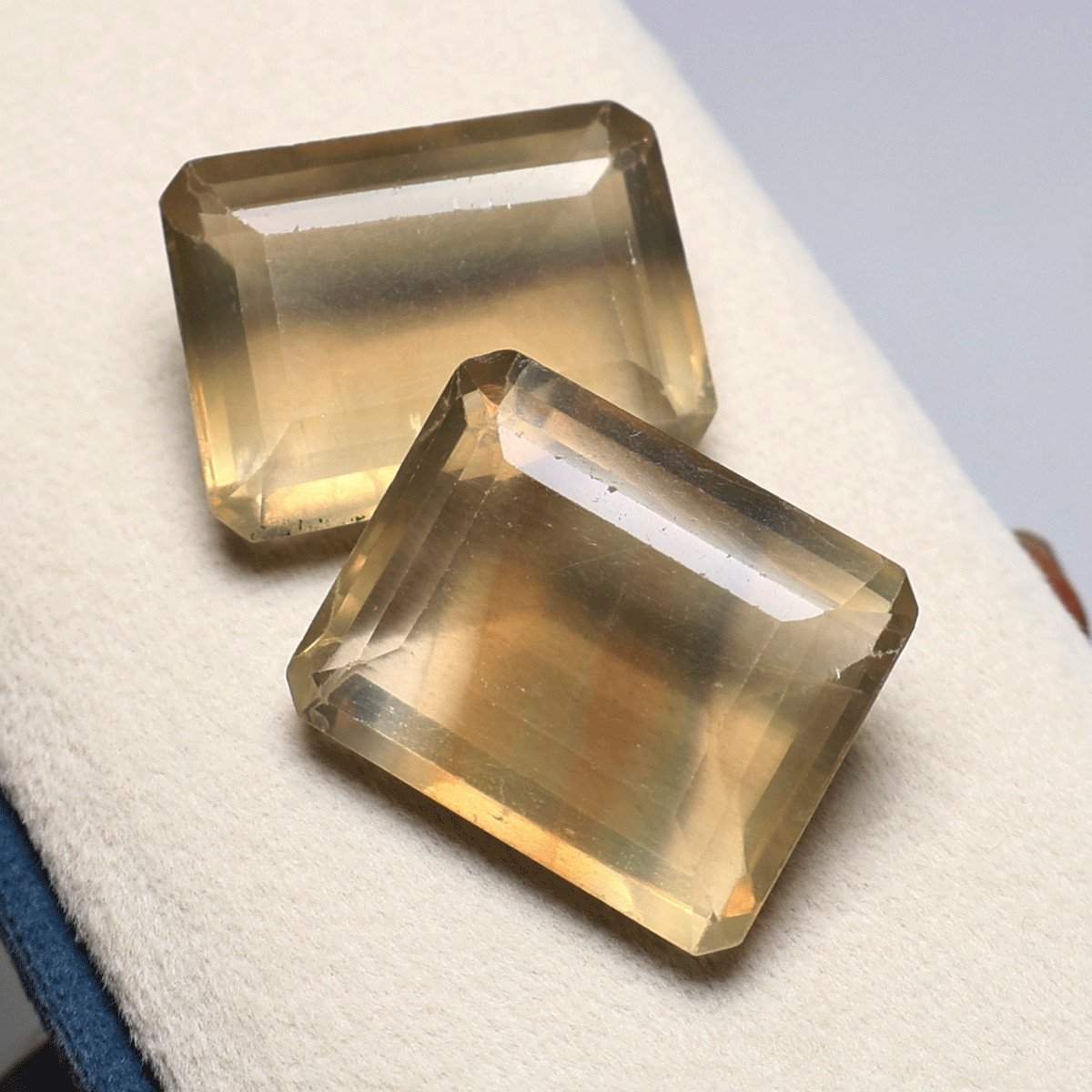 2 PC Natural Faceted Fluorite – 28.5mm-29mm Emerald Cut – High Quality Gemstones
