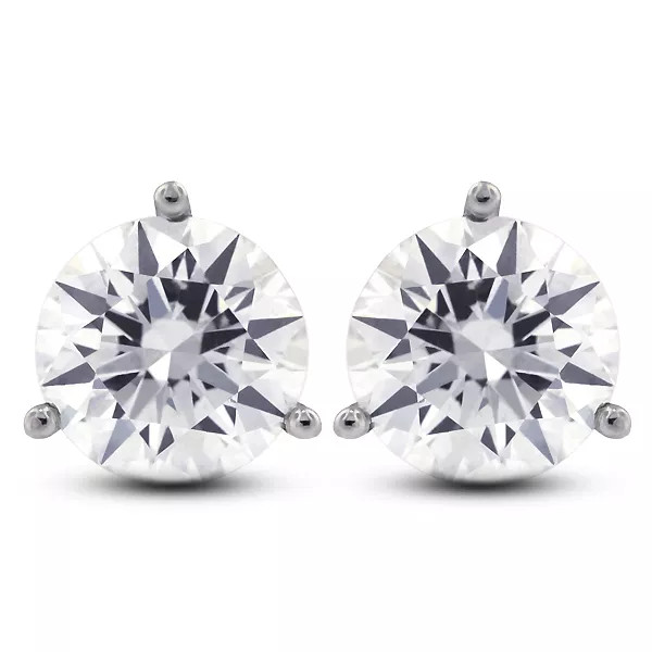 Solid 14K White Gold Stud Earrings Classic 2.25 CT Round Natural Diamond F VS2