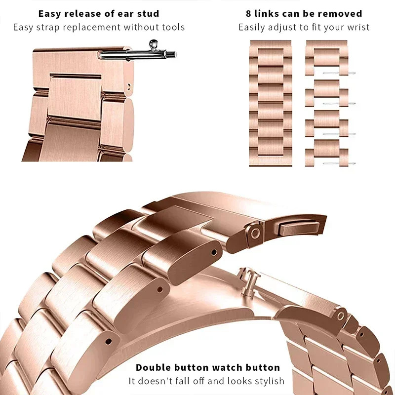 22mm Steel Watch Strap For Huami amazfit BIP 6 5 GTR 4 3 GTR 47mm Stainless Band