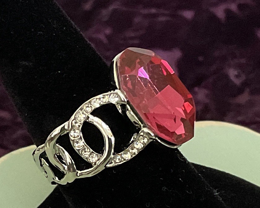 HOT PINK TOPAZ RING – 20X14mm Or 18.0ctw – White Accents – .925 SS !!!