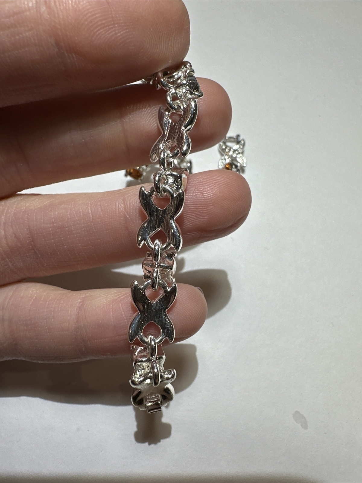 NEW Shiny Yellow Rhinestones X Infinity Tennis Silver tone 7.5″ Bracelet DA5