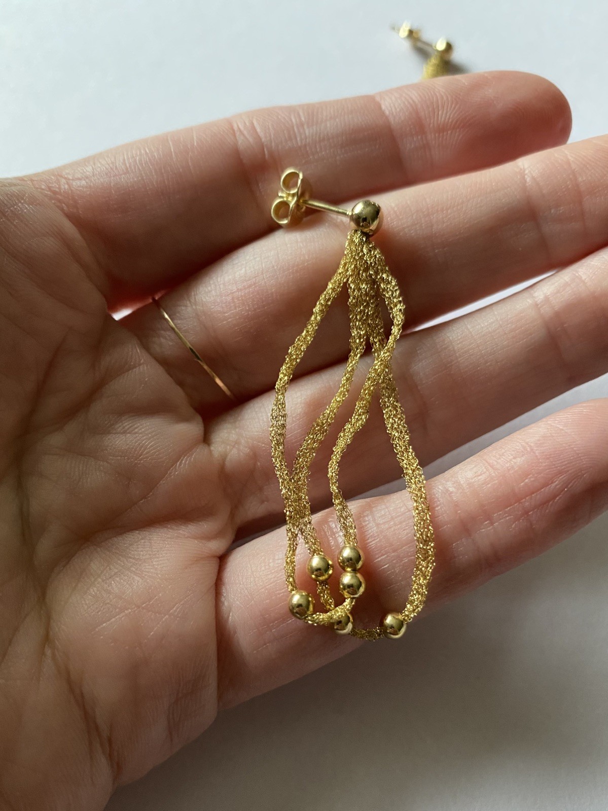 14k Yellow Gold Soft Mesh Balls Earrings Studs 14mm made in Italy