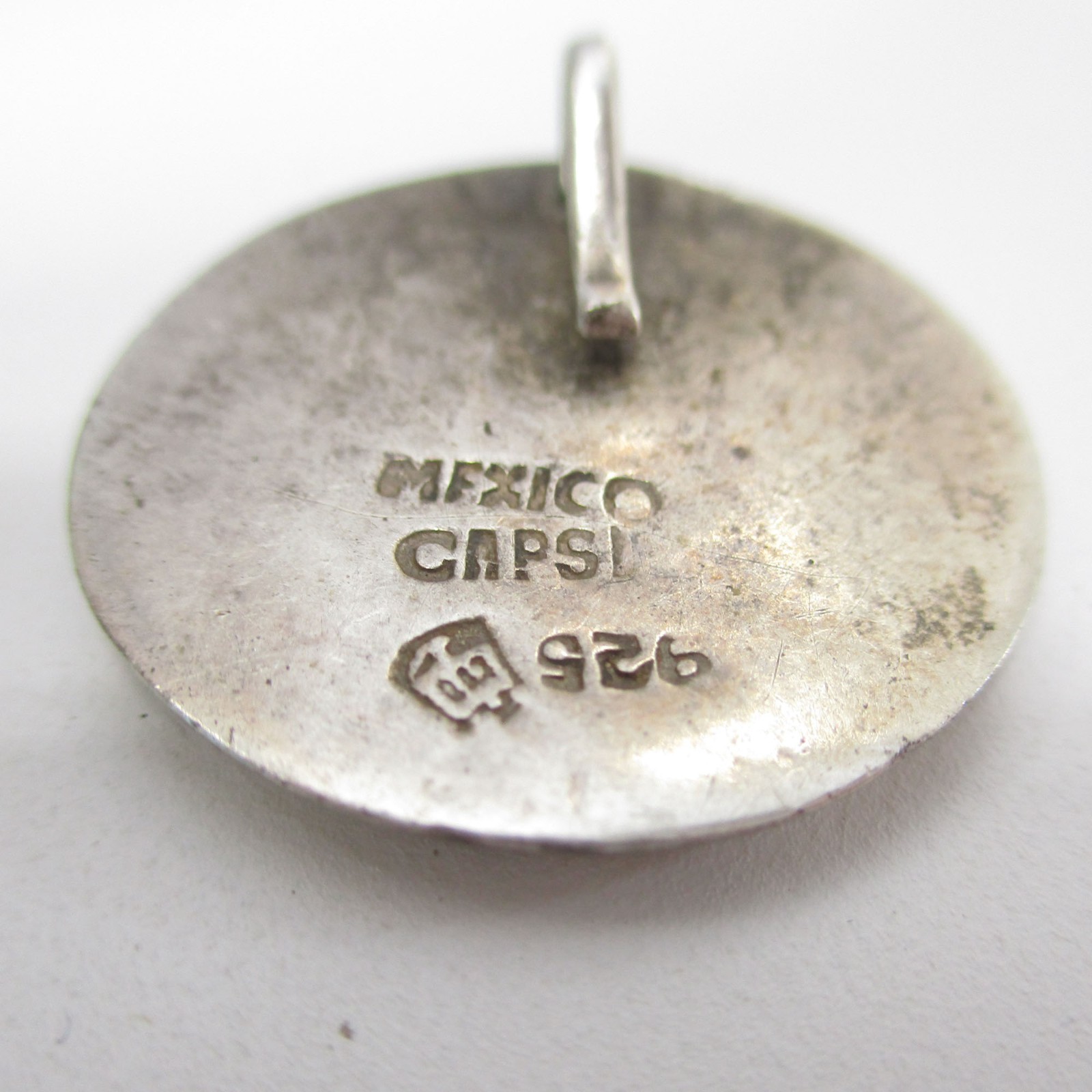 Gr 191 Taxco Capsi Inlaid Scenic Landscape Pendant Sterling Silver and Abalone