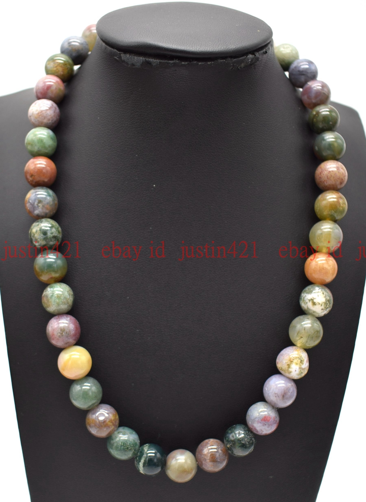 Fashion 6/8/10/12mm Multicolor Indian Agate Round Gemstone Beads Necklace AAA+