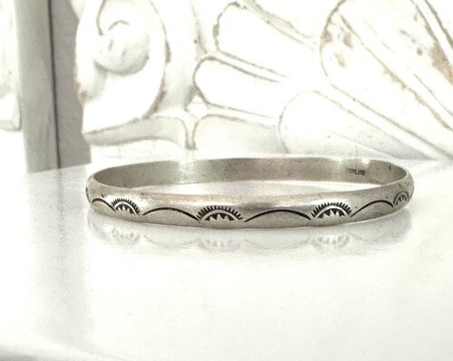 Old Sterling Silver Bracelet Mitchell Calabaza Kewa Native American Southwest