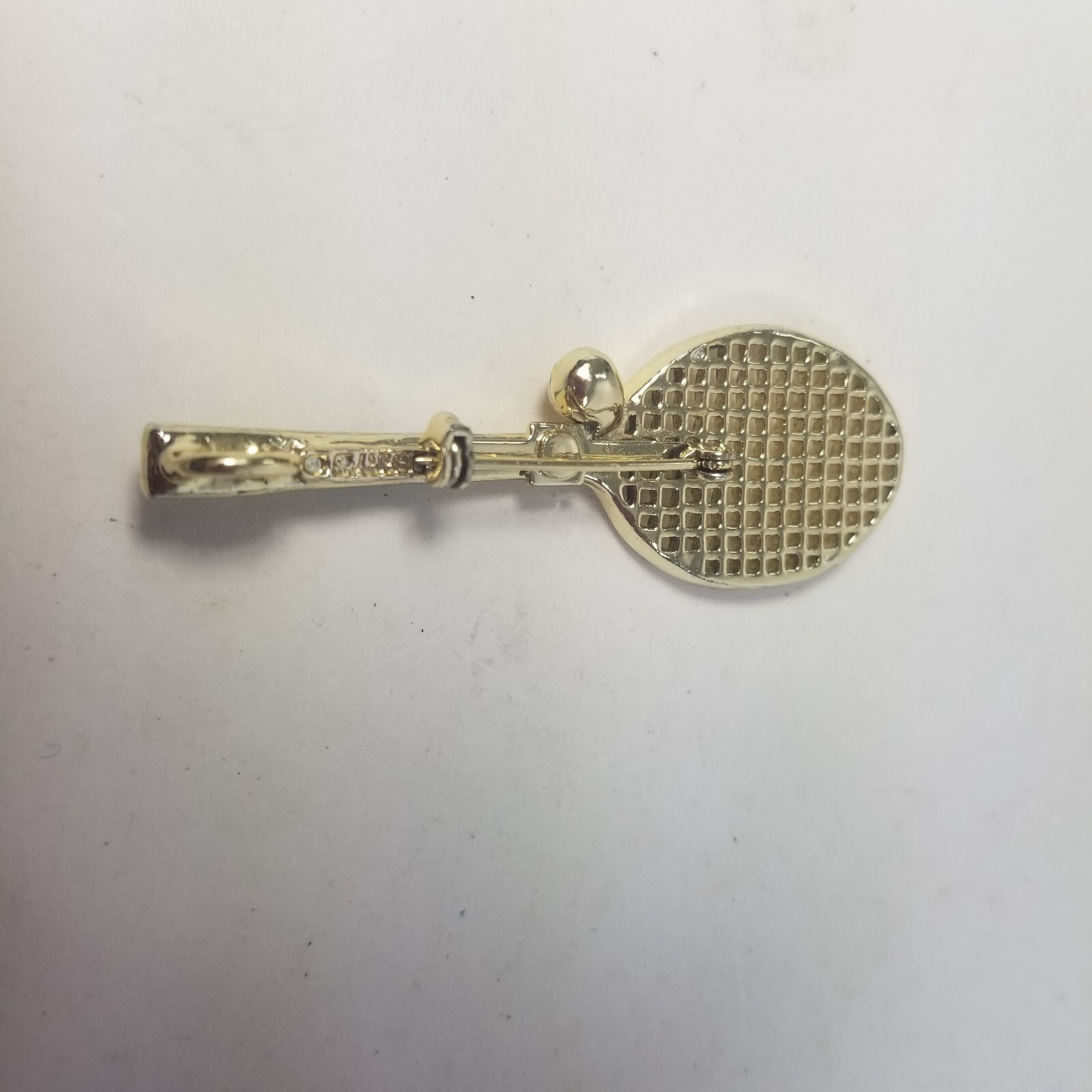 Vintage GERRY’S Tennis Racquet & Ball Brooch / Pin Goldtone