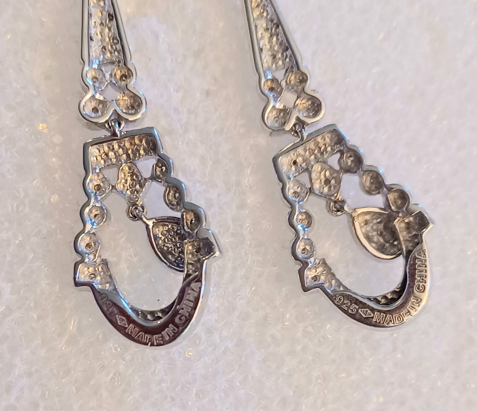 Vintage Art Deco Style Sterling Silver Dangle Doorknocker Post Earrings