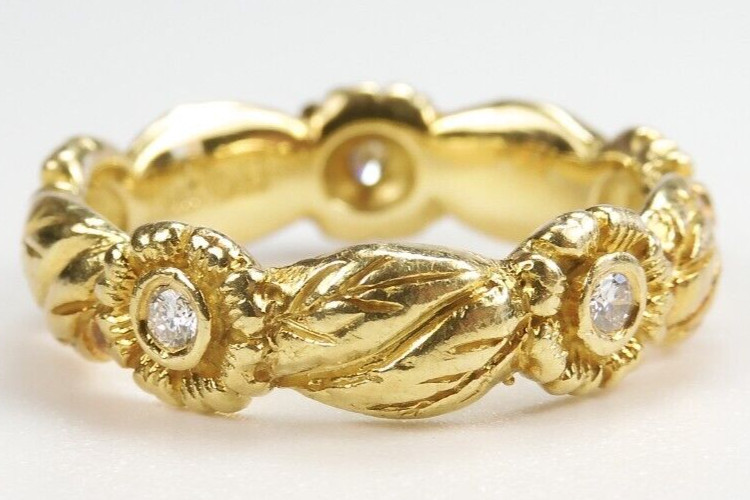 Antique Diamond Unisex Wedding Eternity Band DH 17KY Ring Size 9 UK-R1/2 EGL USA
