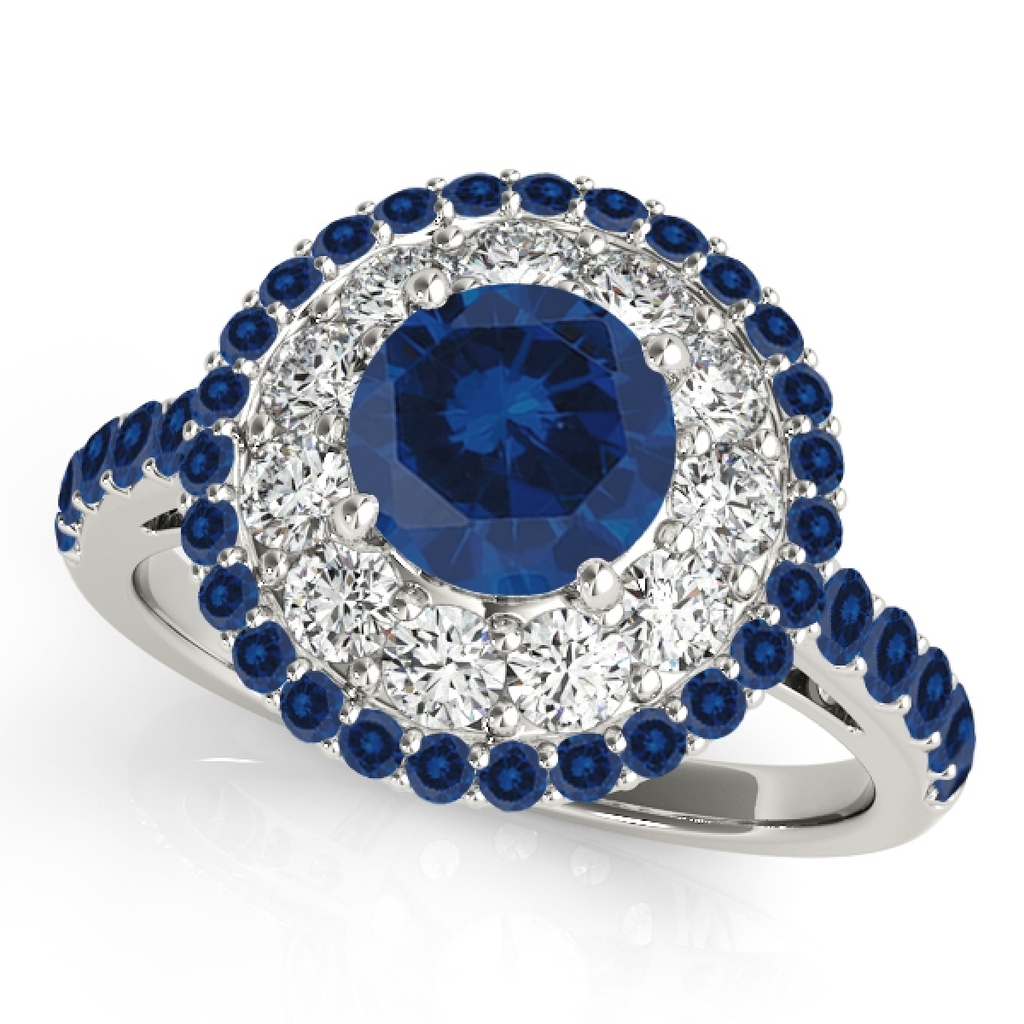 1.90 Carat Halo Sapphire-Diamond Engagement Ring In 10K Solid Gold