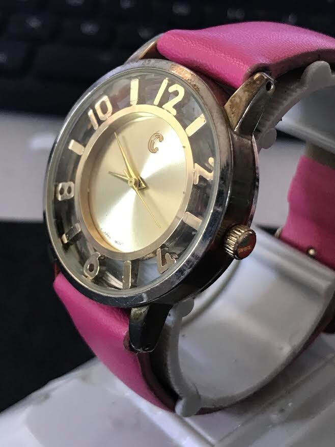 Fashion 37mm Transparent Dial Quartz Analog Women’s Watch New Battery (#1451)