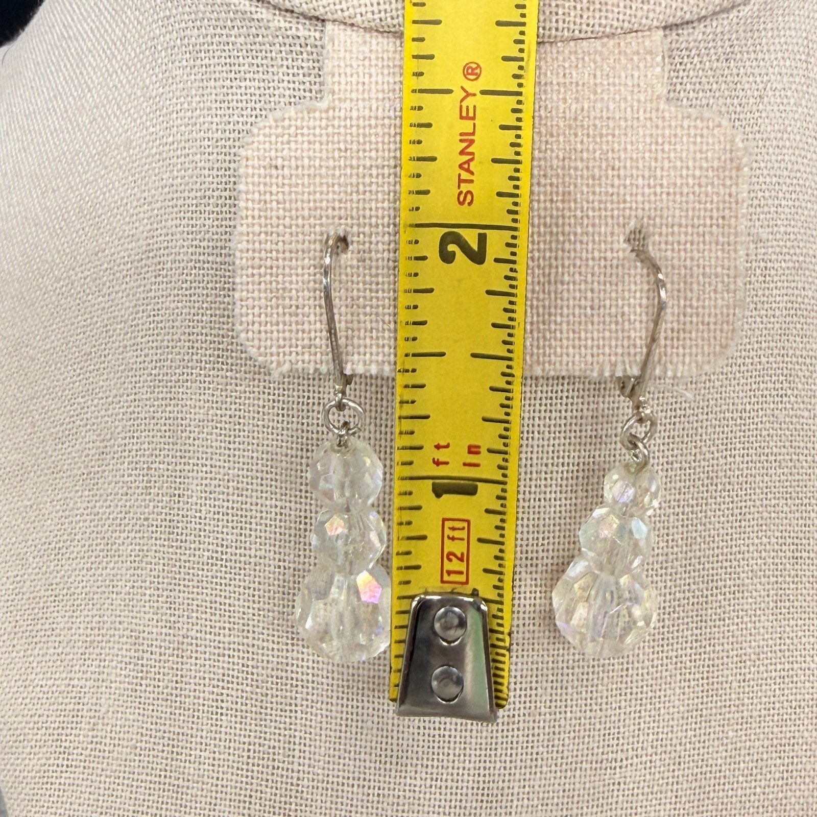 Vintage Necklace Earrings Jewelry Set AB Acrylic Beads Dangle Pierced Earrings