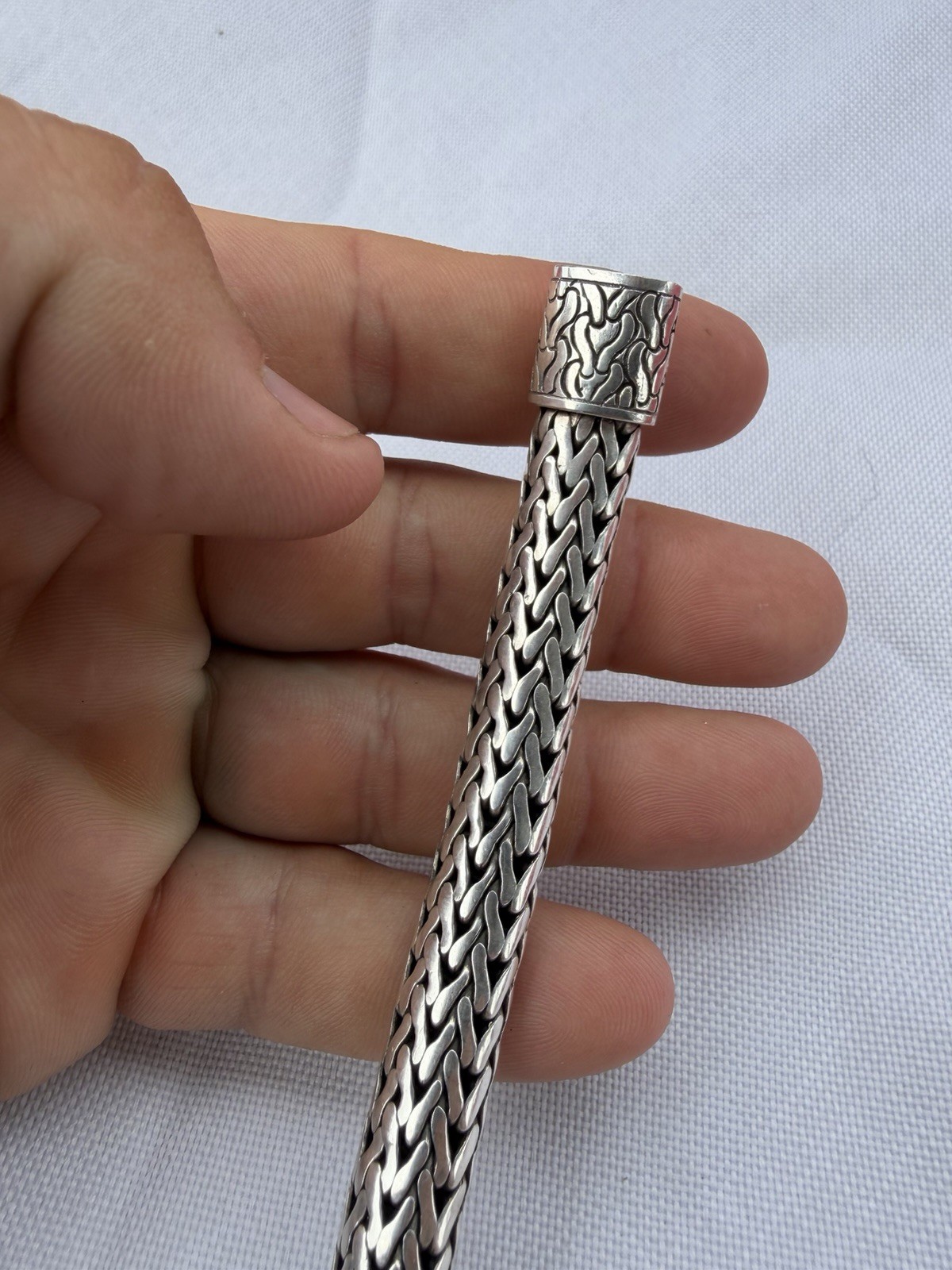 John Hardy Sterling Bracelet 925 Full Link Polished Twisted Size 7.25