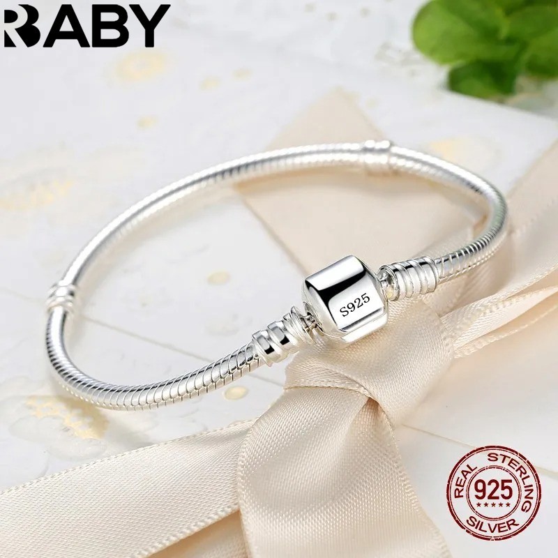 925 Sterling Silver Snake Chain Bracelet Women Smooth Charm Jewelry Handmade