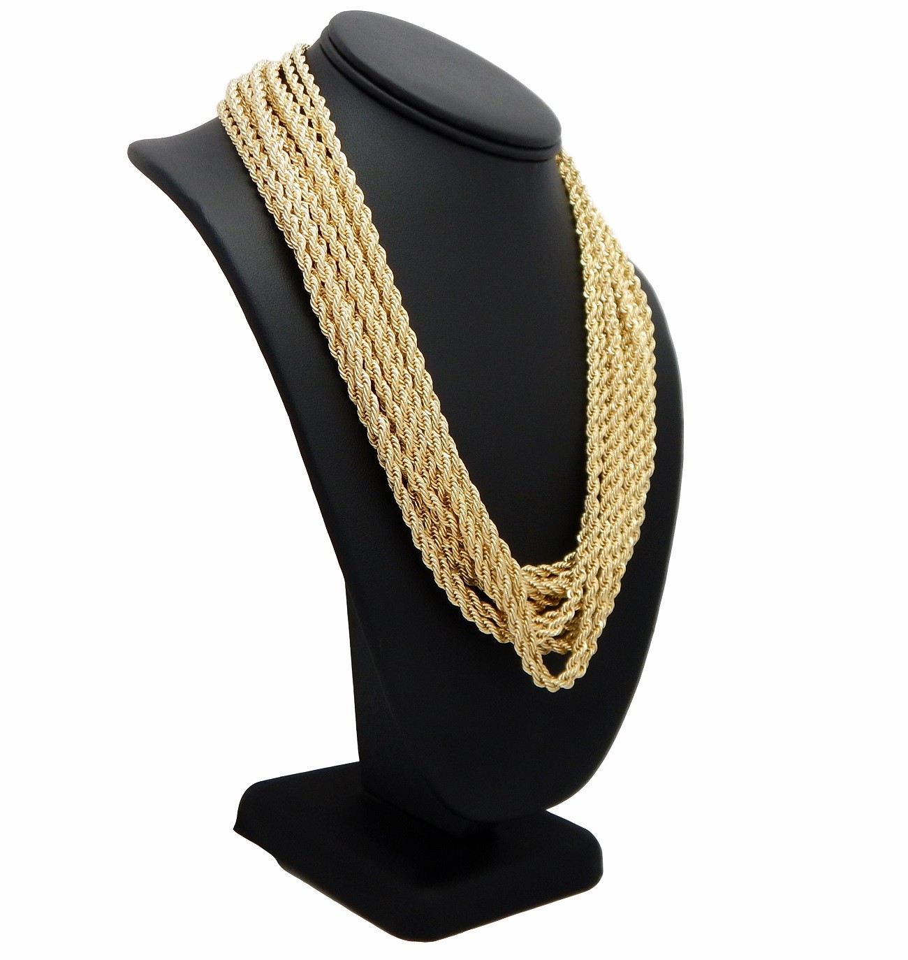 12 Piece Mens Rope Chain Necklace 4mm 18″ 20″ 24″ 30″ Wholesale lot Gold Plated
