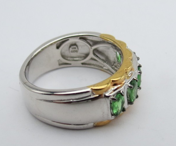 Michael Valitutti Five Stone Chrome Diopside Sterling Silver Palladium Ring S 10