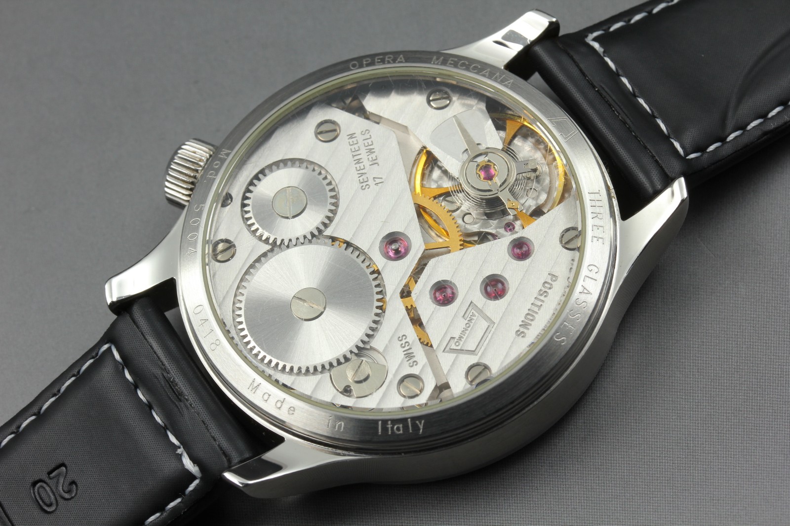 Anonimo Opera Meccana Three Glasses 5004 Black Small Second Manual Winding Watch