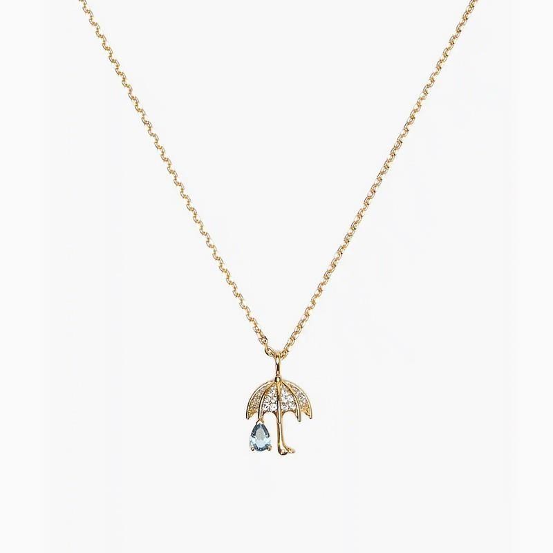 NWOT Kate Spade Rain or Shine CZ Necklace $58 Blue Clear