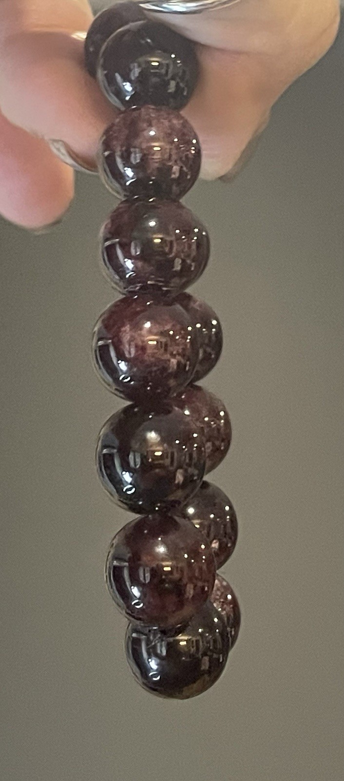 Garnet Round Stone Ball Bead Stretch Bracelet, Almandine Garnet Bracelet