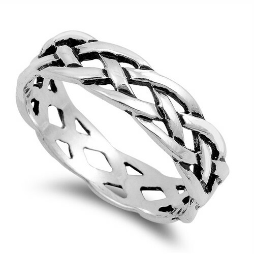 Celtic Weave Stackable Sterling Silver Ring NEW