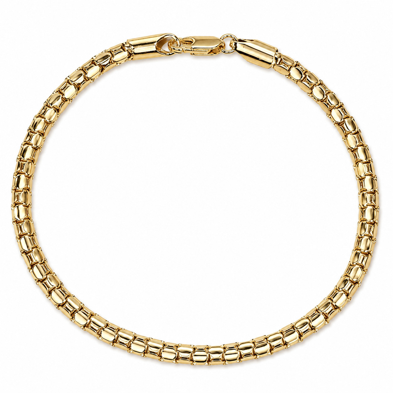 Italian 1/200 14K Yellow Gold Snake Serpentine Herringbone Bracelet Chain