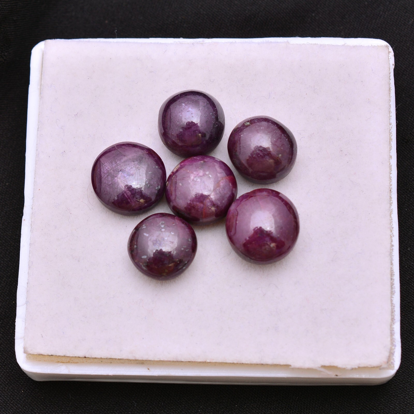 6 Pcs Natural Ruby 11.09mm-12.81mm Untreated Cabochon Loose Gemstones Wholesale