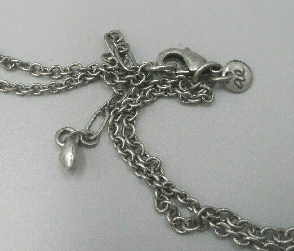AE Signed Charm Necklace American Eagle Layered Coin Heart Crown Lock Key EUC