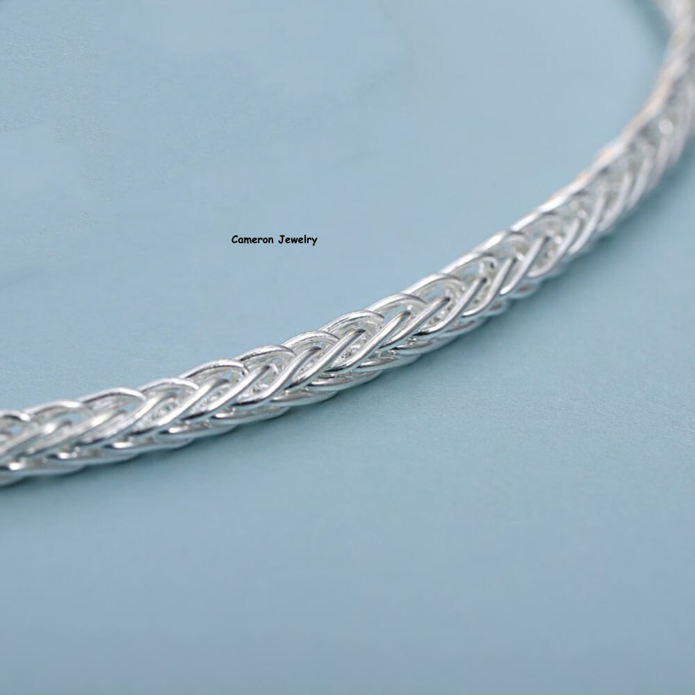 Solid S999 Fine Silver Chain Men Women 5.5mm Double Wheat Link Necklace 20-28in