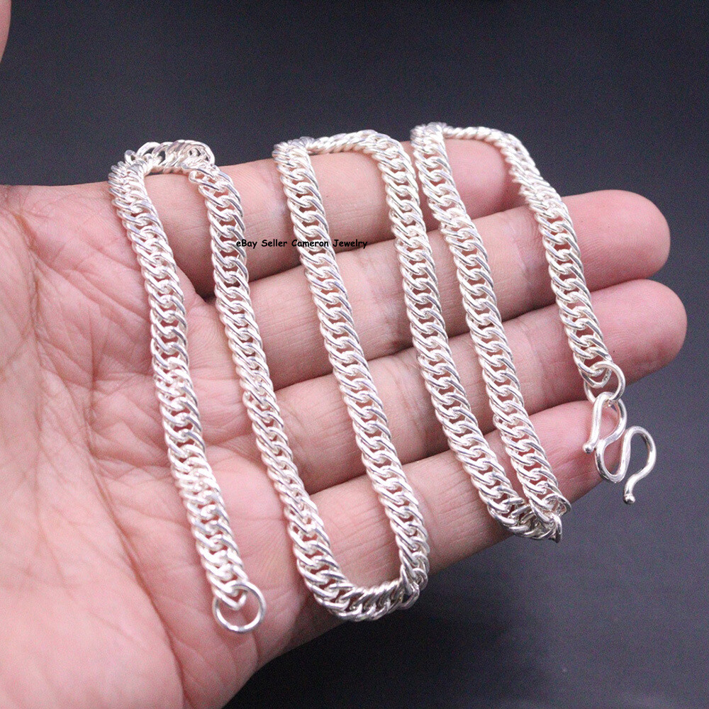 Pure S999 Fine Silver 999 Chain 5.5mm Cuban Curb Link Necklace 29-30g 19.6inch