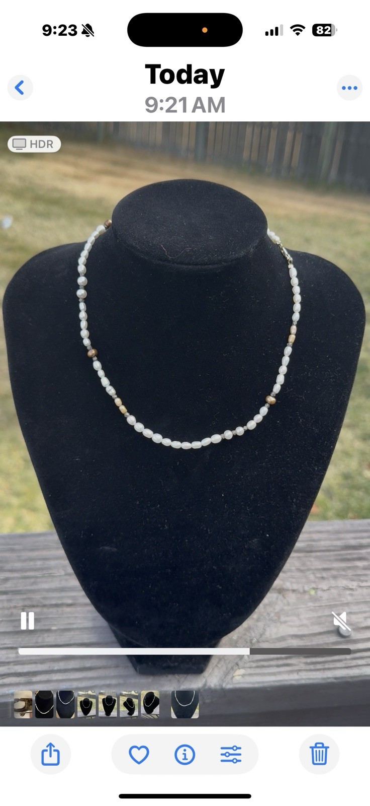 Genuine Freshwater Pearl Necklace 16.5″ 14kt Yellow Gold Clasp Stamped 585