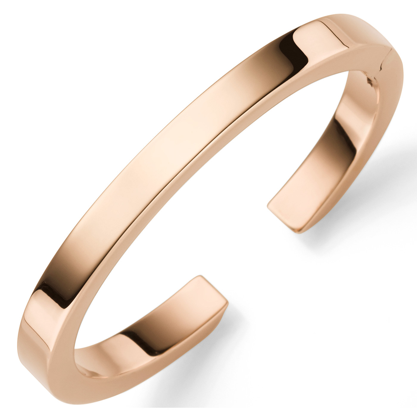585 Gold Rose Gold Open Bangle Bracelet 7mm Wide, Flat