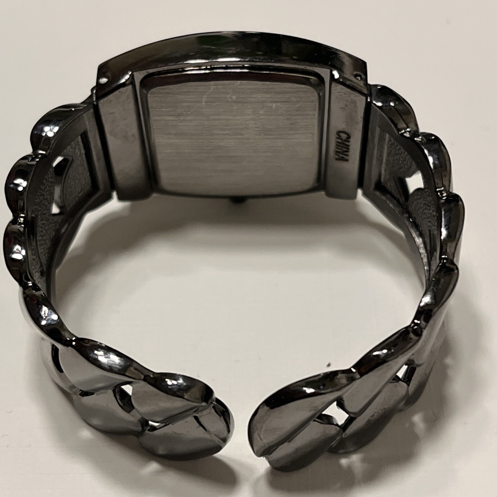 Studio Time Women’s Cuff Quartz Bracelet Watch #STD1010T Tested Works Blk Chrome