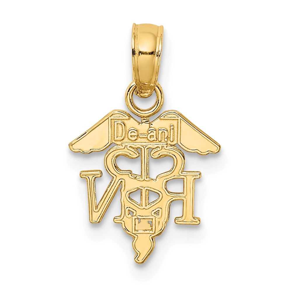 10K Yellow Gold RN Caduceus Pendant L-16.15 mm, W-10.57 mm