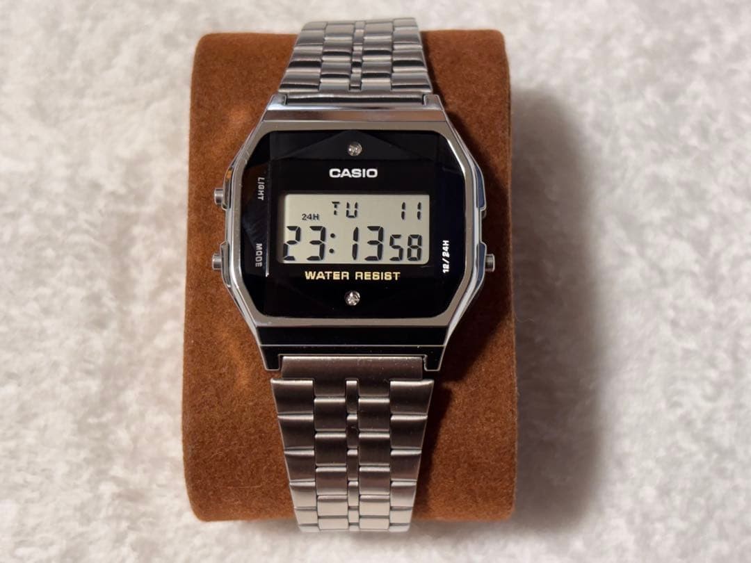 Excellent CASIO Digital Watch Diamond Accent Cheap A159W Auth Japan