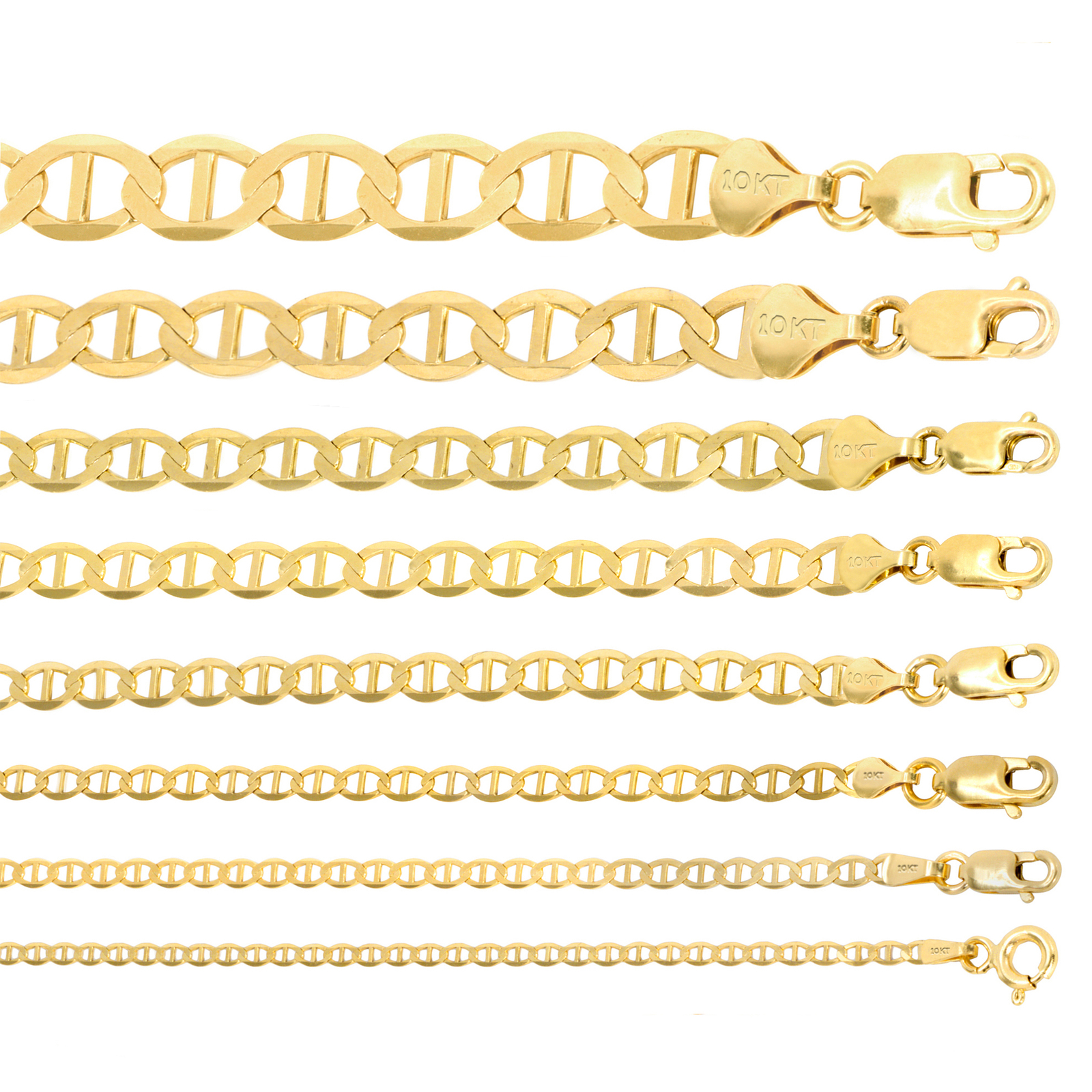 10K Yellow Gold Solid 2mm-9mm Mariner Anchor Link Chain Bracelet 7″ 7.5″ 8″ 9″
