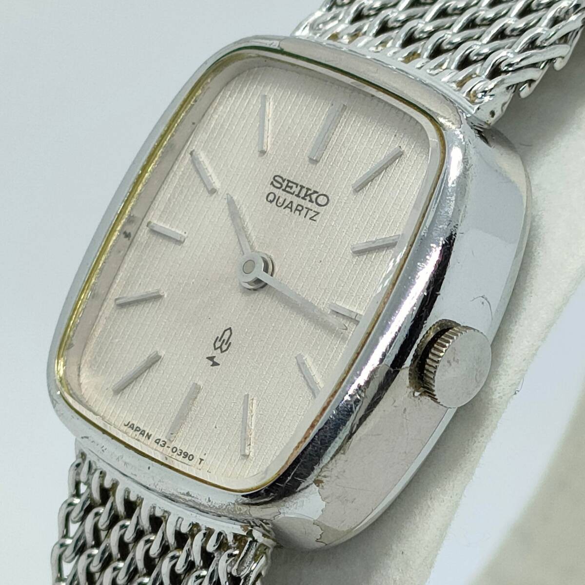 1036 Seiko quartz 43 3220 white gold plating silk texture dial ladies watch SEIK