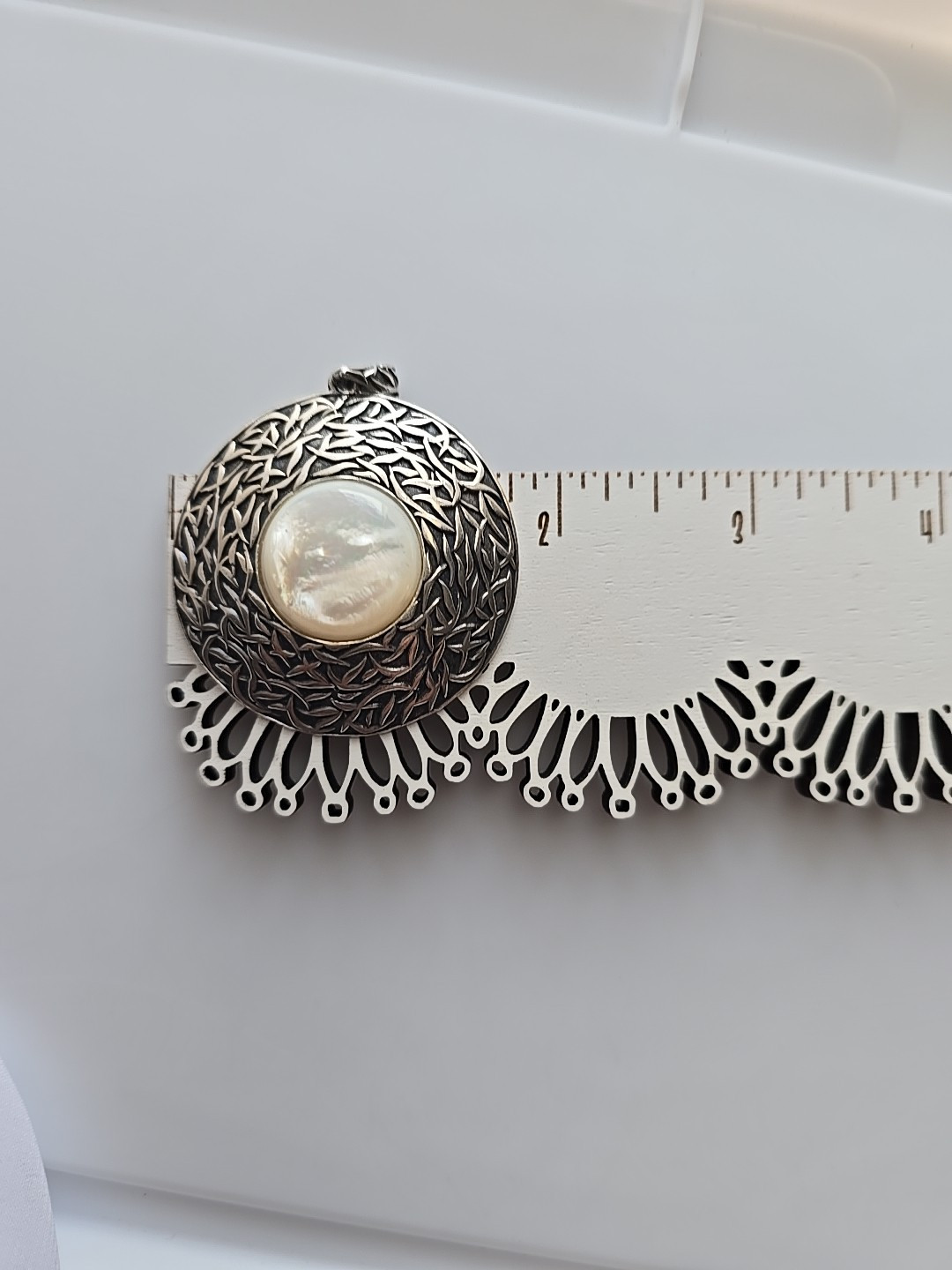 PAZ CREATIONS ISRAEL STERLING SILVER MOP PENDANT