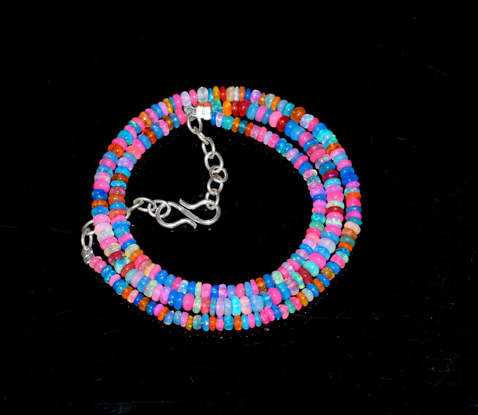 AAA+ Natural Ethiopian Opal Wello Fire Opal Gemstone Beads 16″Necklace M102