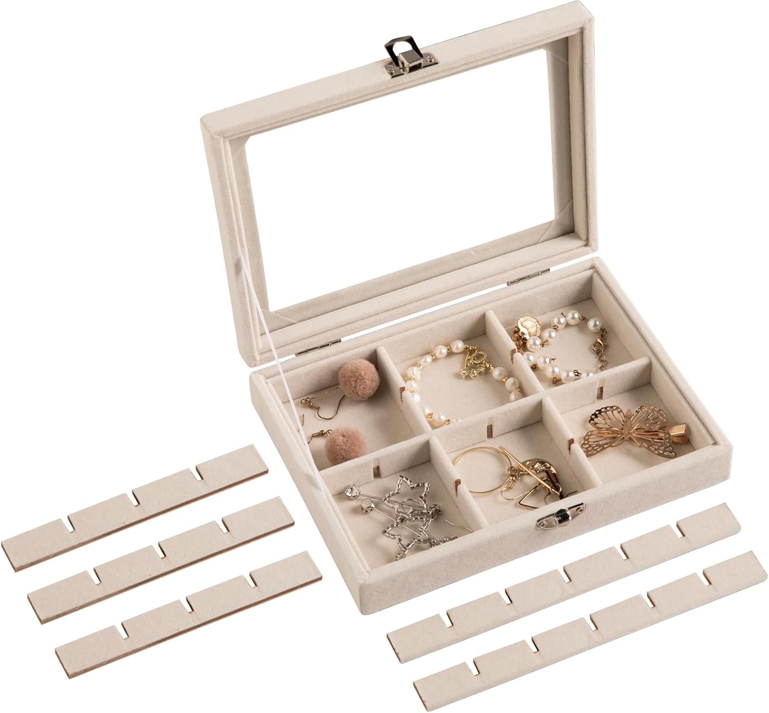 24 Grid Jewelry Tray, Velvet Stud Earring Organizer, Small Jewelry Organizer….